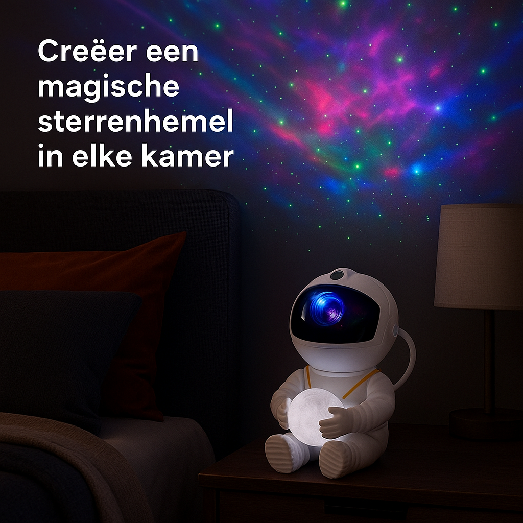 Astronaut projector met tekst. Creëer een magische sterrenhemel in elke kamer.