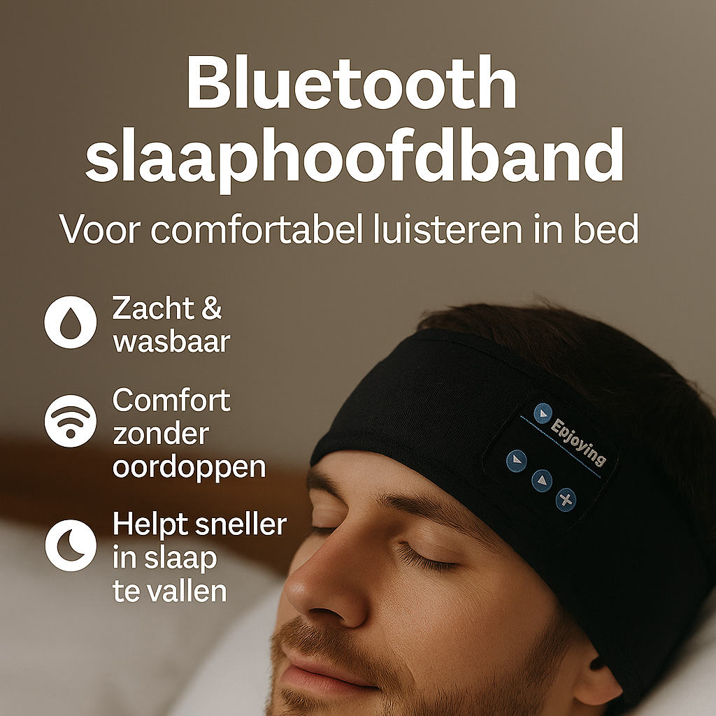Bluetooth slaap-hoofdband, zacht en wasbaar, comfort zonder oordoppen.