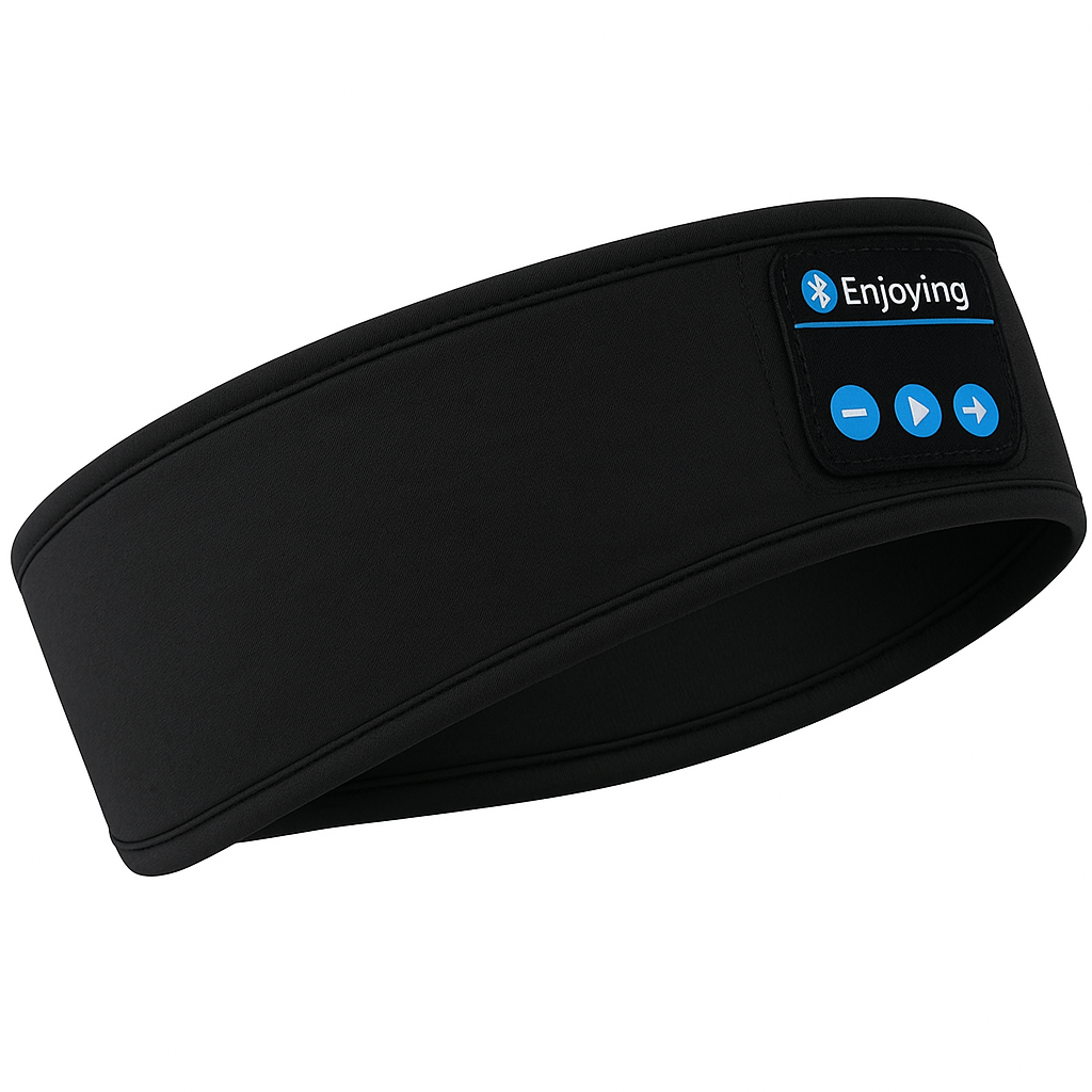 Zwarte Bluetooth slaap-hoofdband productfoto.