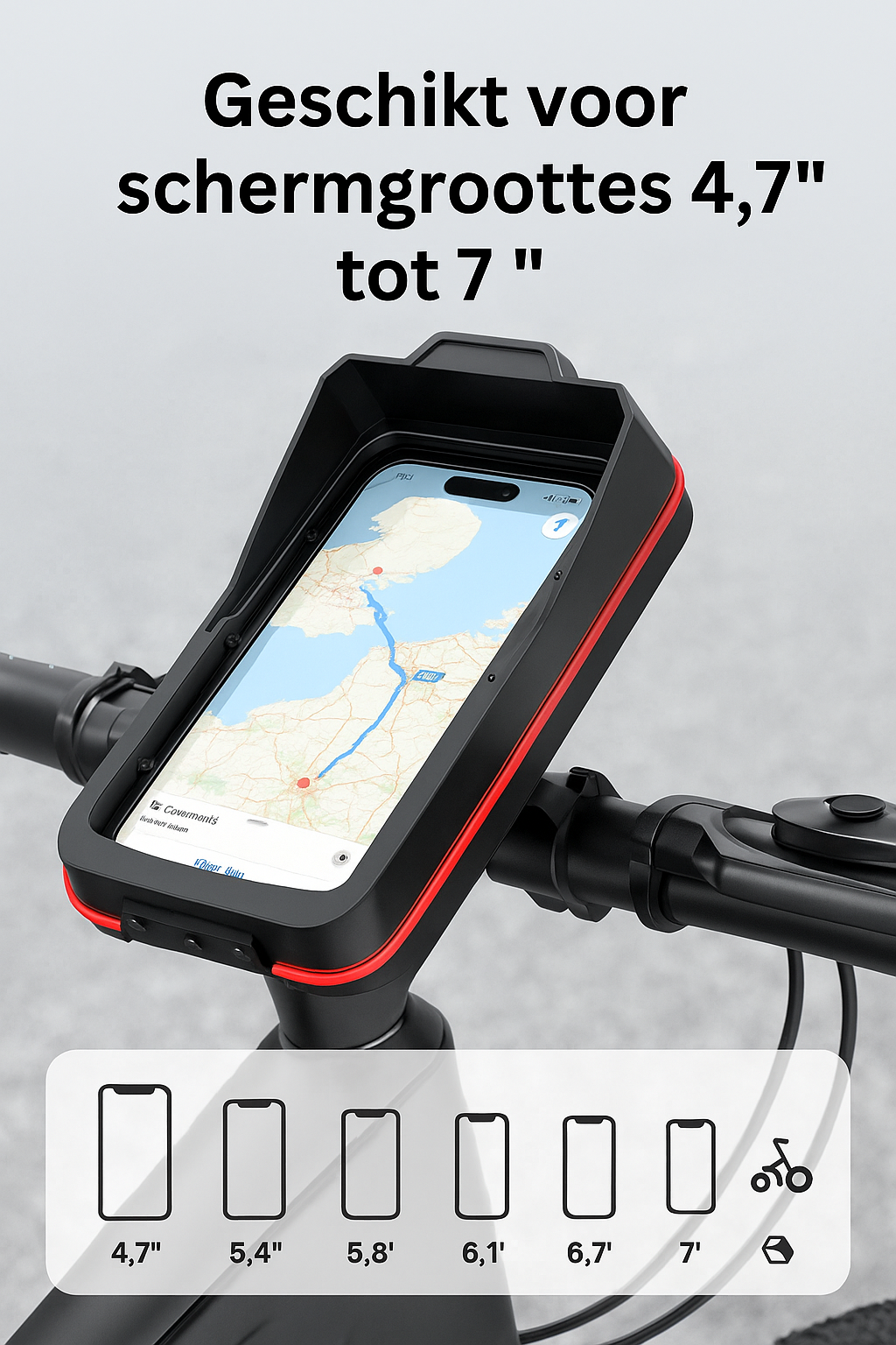 Universele telefoonhouder geschikt voor smartphones van 4,7 tot 7 inch – RideLock TouchPro