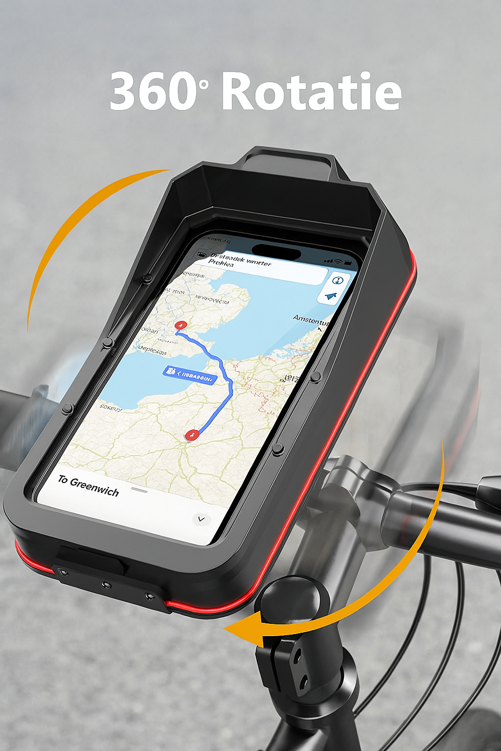 Fietshouder voor smartphone met 360 graden rotatie – RideLock TouchPro waterdichte telefoonhouder