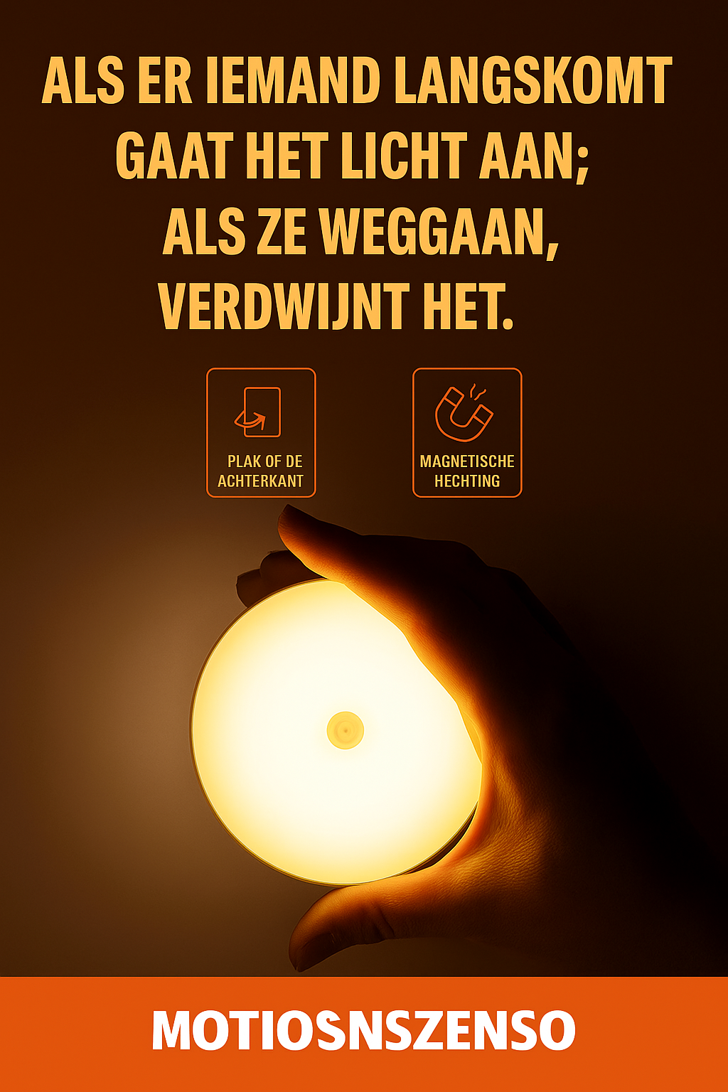 SenseGlow™ LED Bewegingssensor Nachtlamp – Slim, Oplaadbaar & Draagbaar