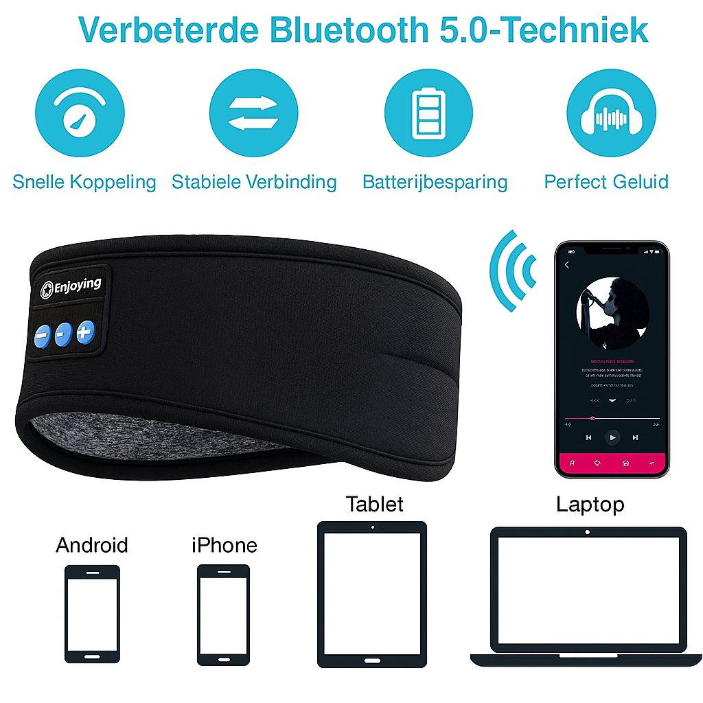 FoneTune™ Bluetooth Hoofdband – Voor Sport, Slaap & Muziek