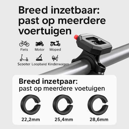 Telefoonhouder geschikt voor fiets, motor, scooter en kinderwagen – RideLock TouchPro met verstelbare klem
