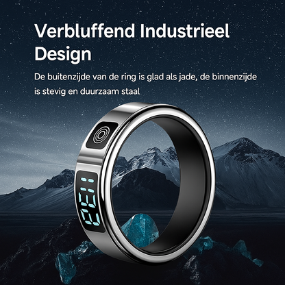 Zilveren Smart Ring met duurzaam industrieel design.