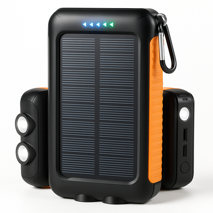 Solar powerbank 38800mAh waterdicht in oranje uitvoering